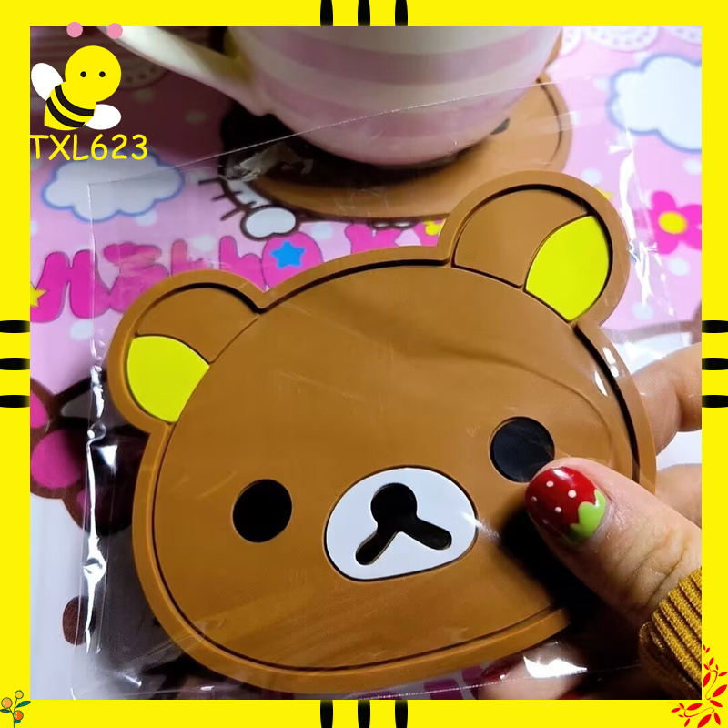 Coffee Tea Pictures - Rilakkuma Silicone Cup Coaster Cute Heat