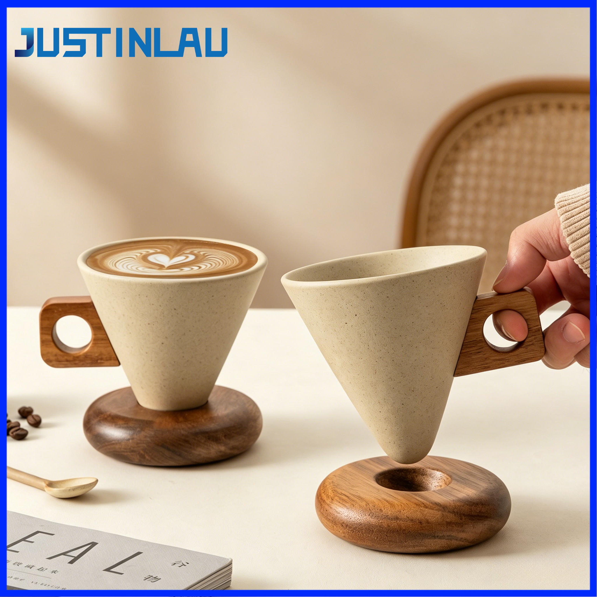 Tea Coffee Utensils - JUSTINLAU 250ML Vintage Ceramic Coffee Cup