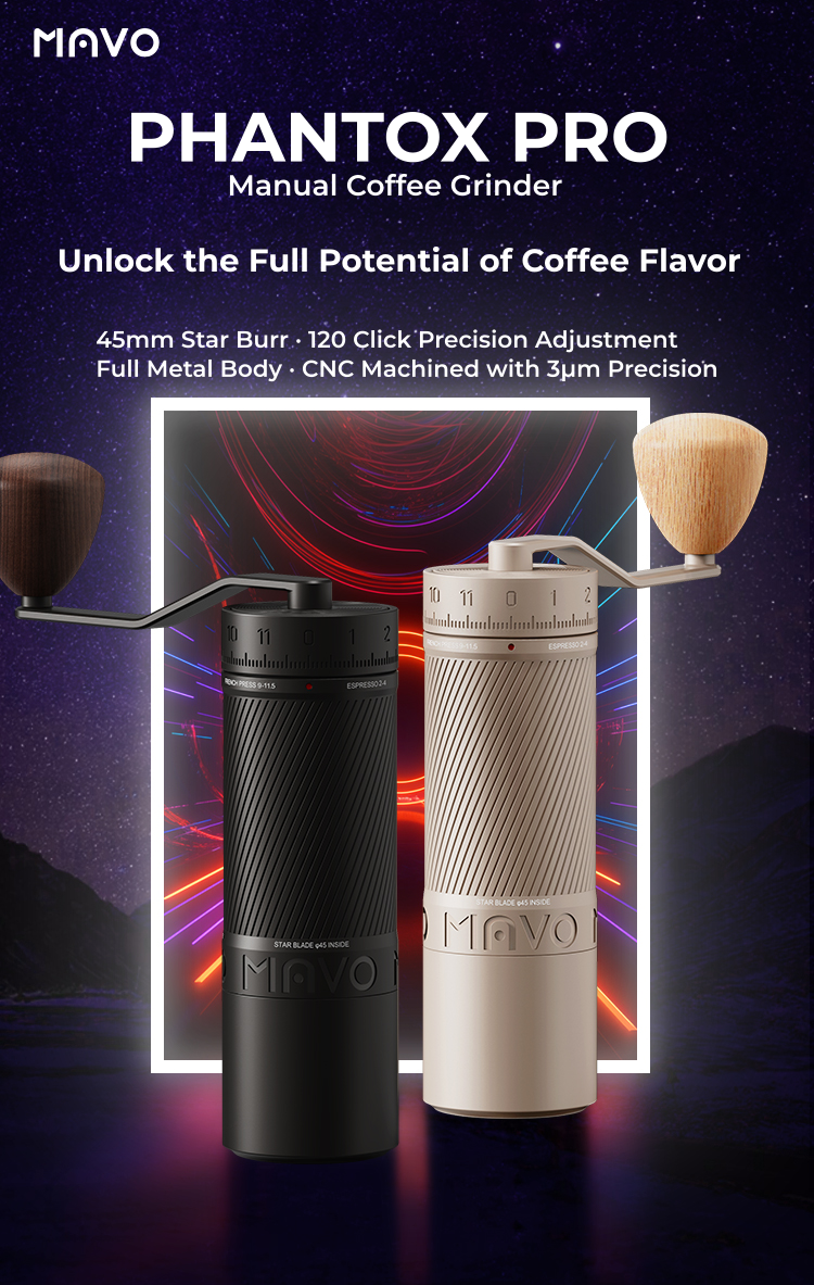 Burr Hand Grinder - Mavo Phantox Pro Premium Manual Coffee