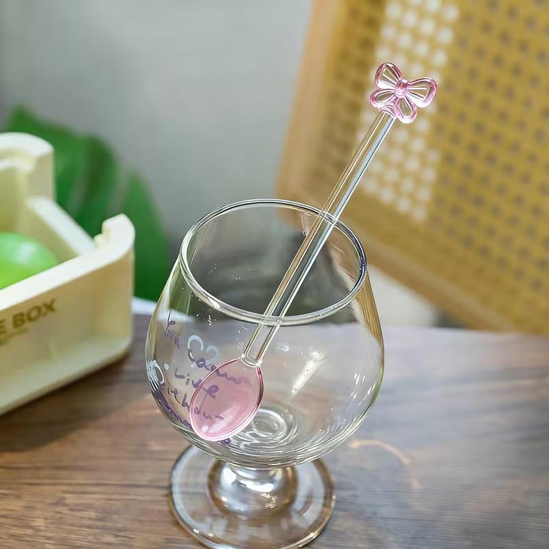Pink Bow-Adorned Glass Coffee  - Tea Coffee Utensils reseña y precio