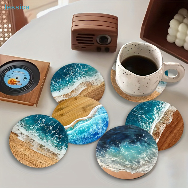 ♥Ocean Wave & Wood Grain Coast - Tea Coffee Pot Set reseña y precio