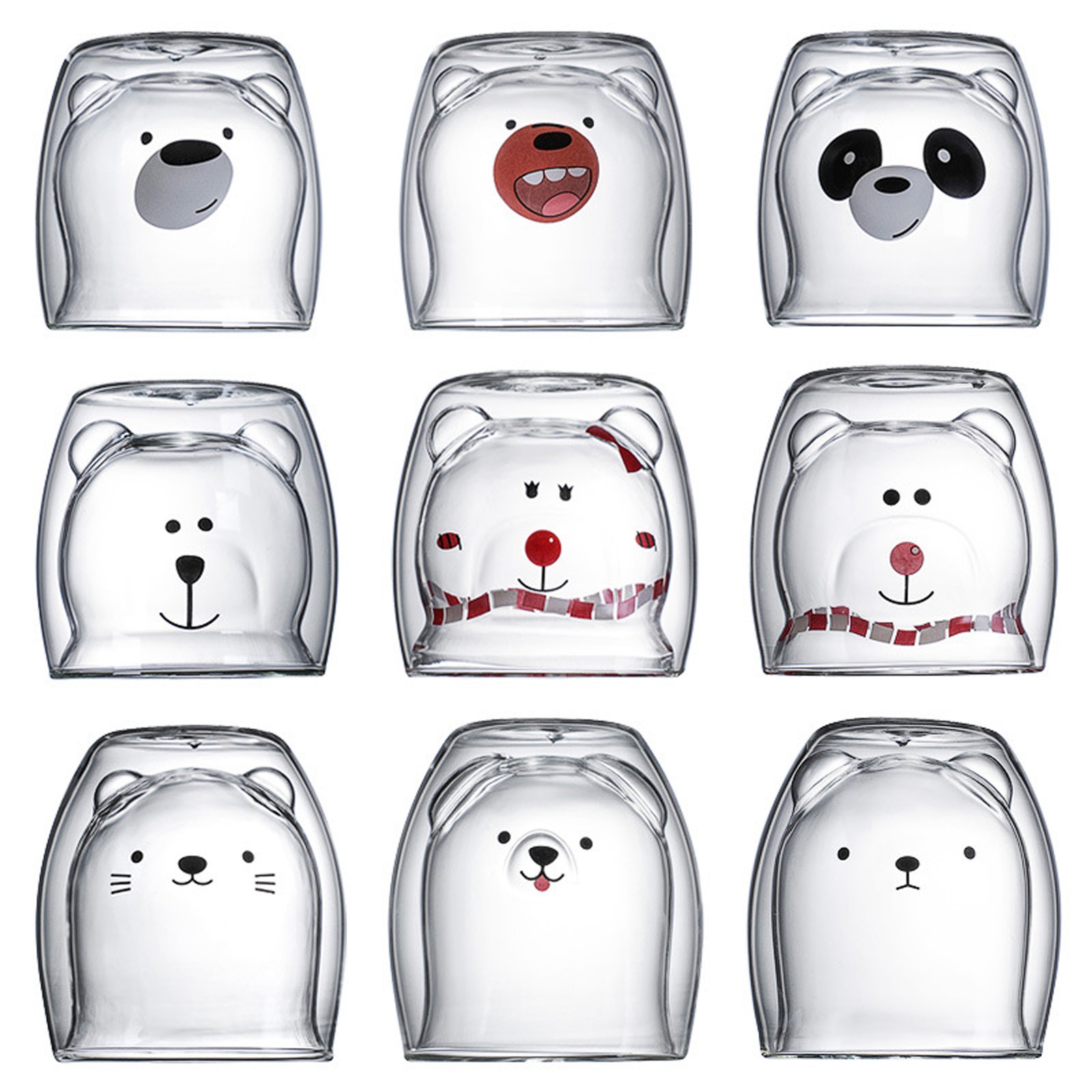Lovely Glass Mugs Bear Cat Dog - Coffee Tea Love reseña y precio