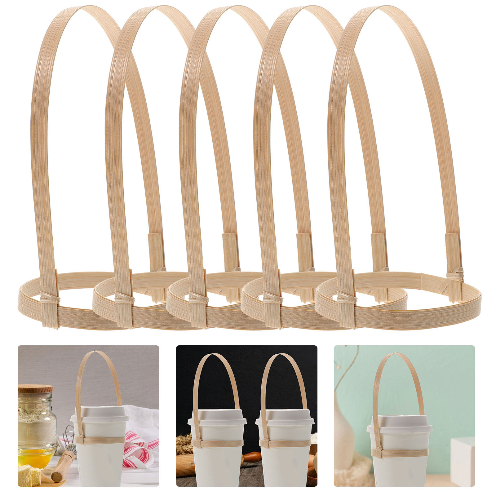 10Pcs Bamboo Drink Cup Carrier - Coffee Tea Holders reseña y precio