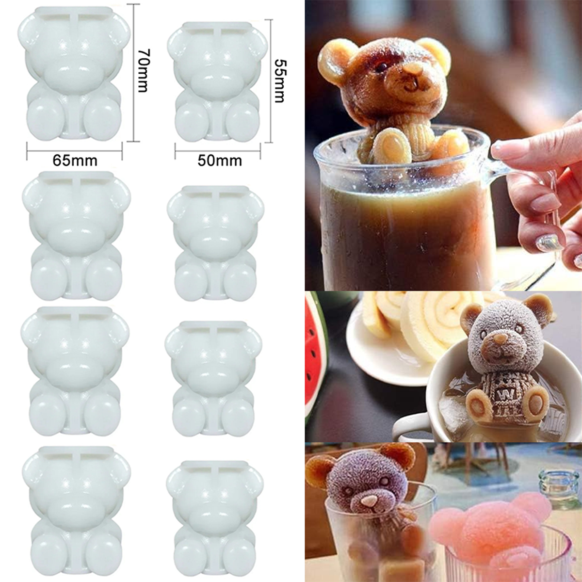 1~6Pcs Ice Bear Mold 3D Bear S - Coffee Tea Love reseña y precio