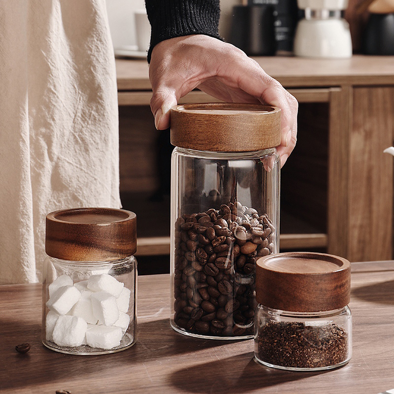 Glass Sealed Storage Jar With  - Coffee Tea And Bean reseña y precio