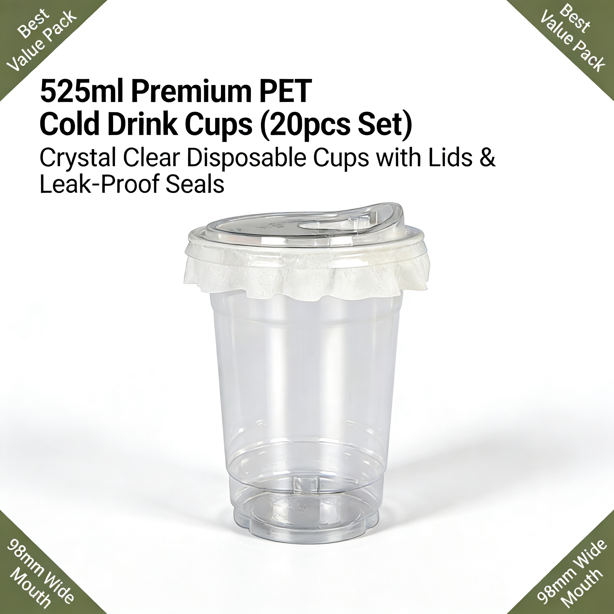 20 PCS PET Cold Drink Cups wit - Coffee Tea Pictures reseña y precio