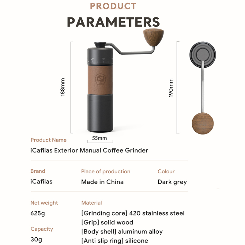 icafilas Manual Coffee Grinder - Burr Hand Grinder reseña y precio