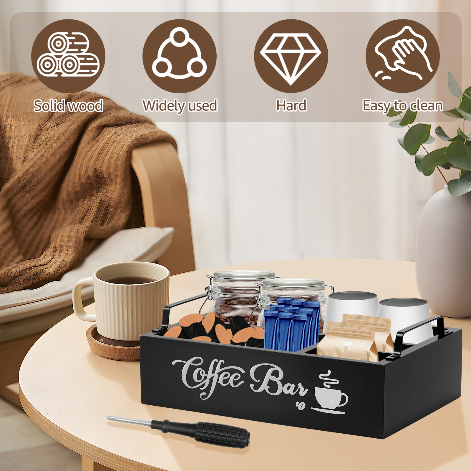 Wooden Coffee Rack Portable De - Coffee Tea And Bean reseña y precio
