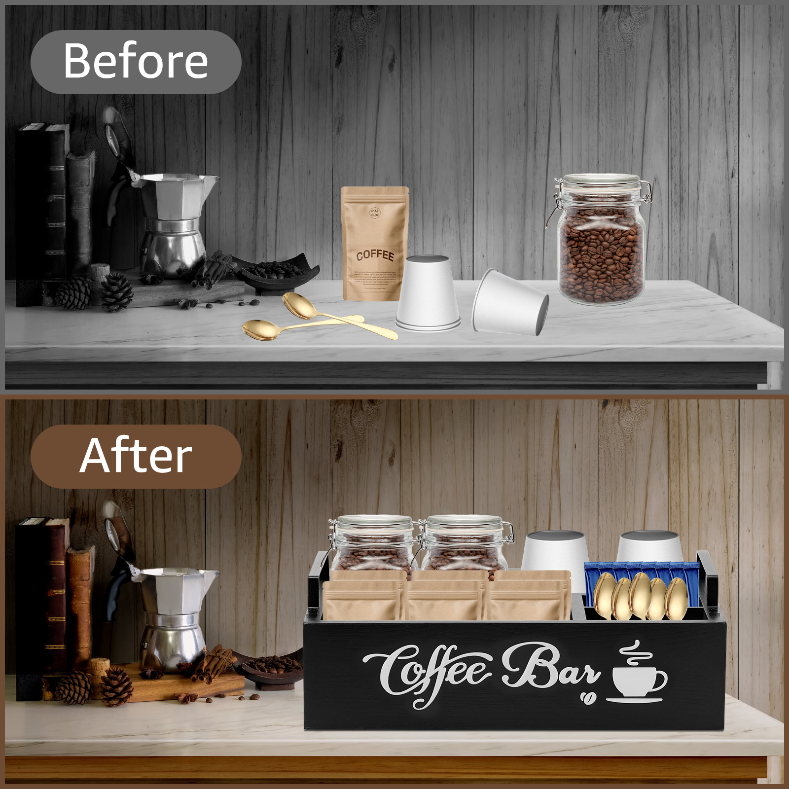 Wooden Coffee Rack Portable De - Coffee Tea And Bean reseña y precio