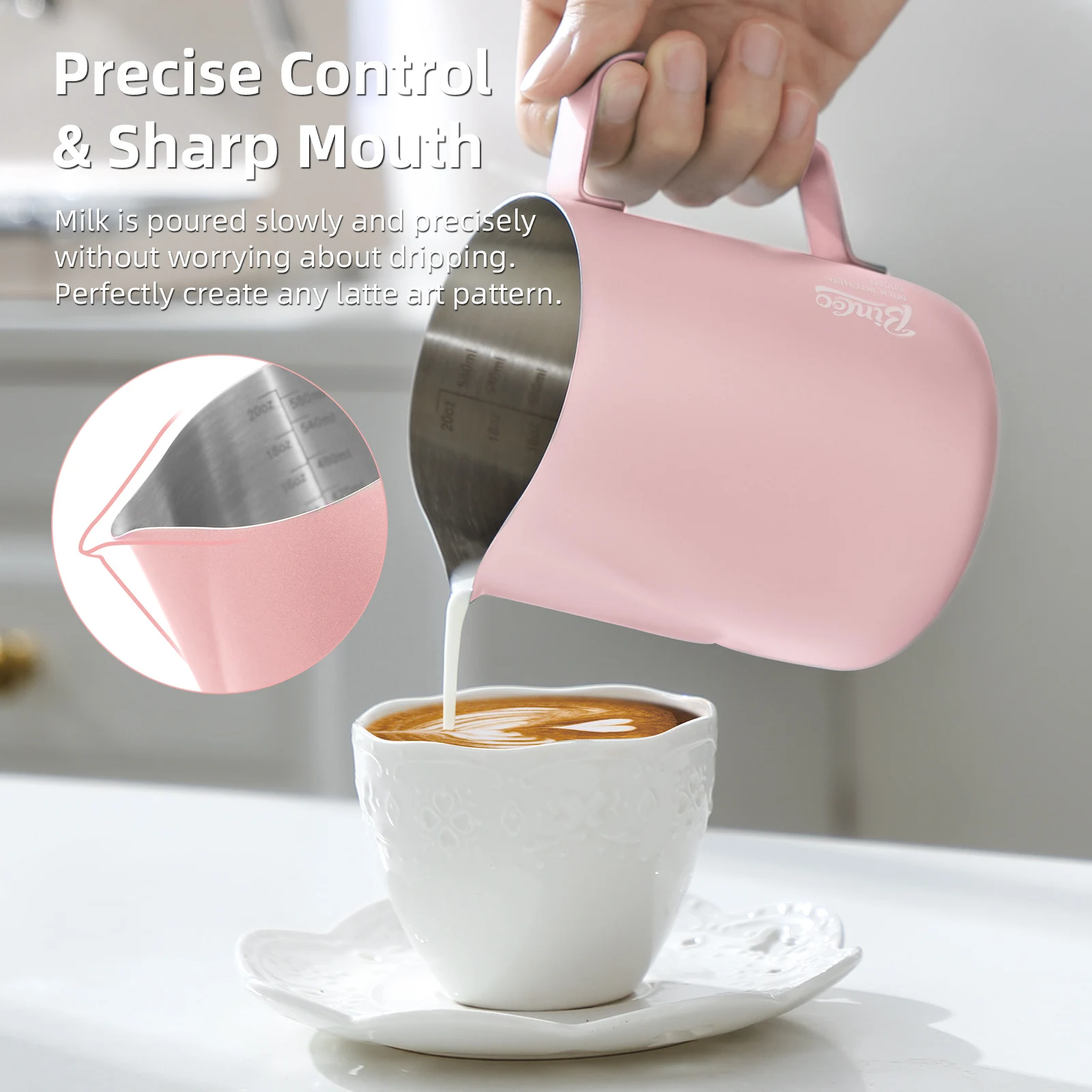 BINCOO 350/600ML Coffee Milk F - Barista Milk Jug reseña y precio